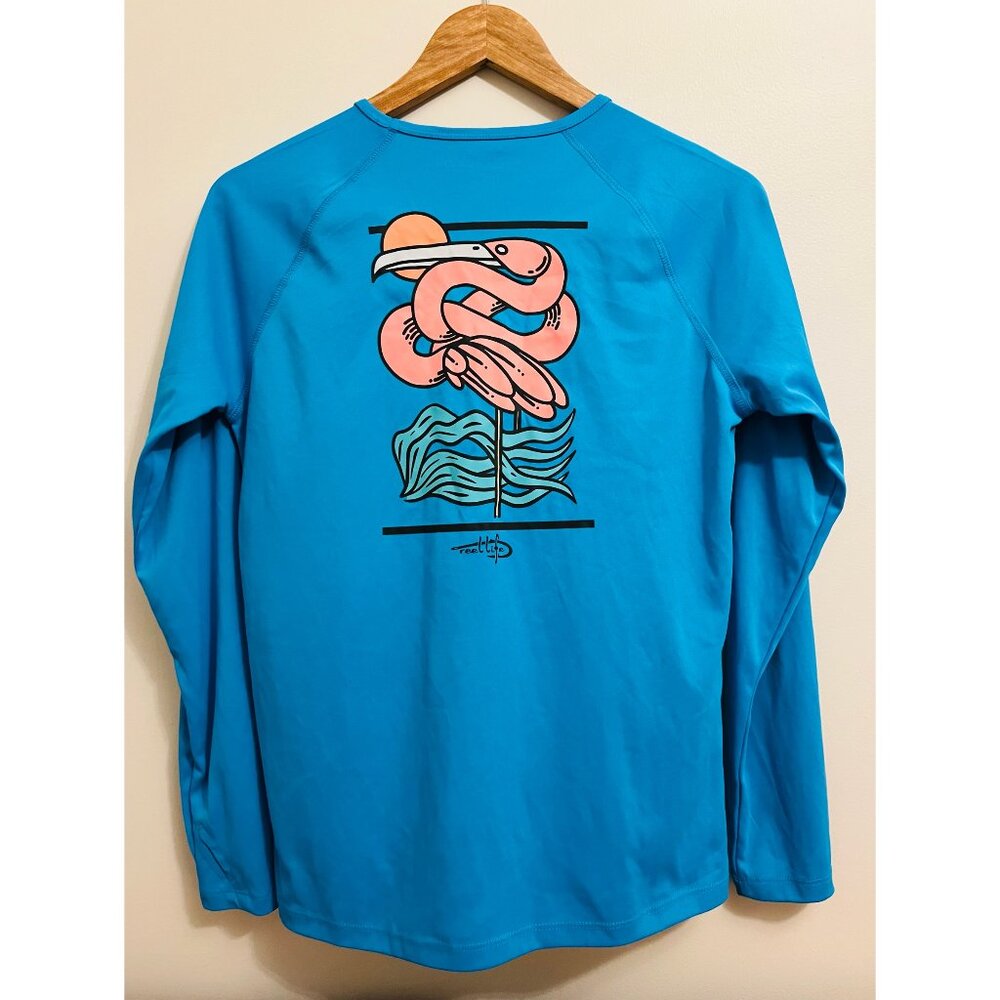 Reel Life Sz‎ M Womens Thumbholes Stretch Pullover Performance Shirt Rashguard